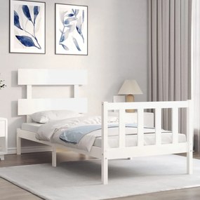 Cama sem colchão 90x200 cm madeira de pinho maciça branco