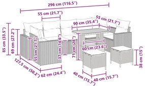Conjunto de Sofá de Jardim de 10 Peças com Almofadas em Rattan Poly Be