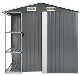 Abrigo de jardim c/ prateleiras 205x130x183 cm ferro cinzento