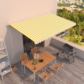 Toldo retrátil automático 500x300 cm amarelo e branco