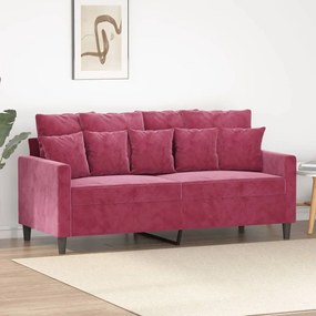 Sofá de 2 lugares veludo 140 cm vermelho tinto