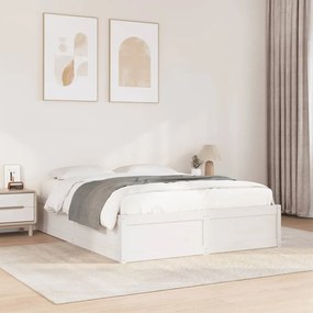 Cama sem colchão 160x200 cm madeira de pinho maciça branco