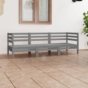 vidaXL 3 pcs conjunto lounge de jardim pinho maciço cinzento