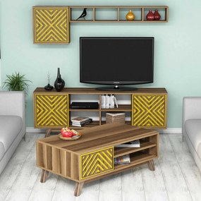 Conjunto de Mobiliário de Sala de Estar Inci – Nogal – TV Unit: 160x56
