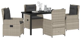 Conjunto de Jantar para o Jardim com 5 Peças Cinza Claro em Rattan Sin