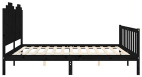 Estrutura de cama com cabeceira 200x200 cm madeira maciça preto