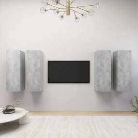 Móveis de TV 4 pcs derivados madeira cinzento cimento
