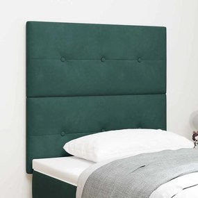 Cabeceira vidaXL Botão Estofada Verde Escuro 80 cm Veludo