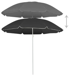 Guarda-sol de jardim com poste de aço 180 cm antracite