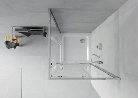 Mexen Rio cabine de duche quadrada 80 x 80 cm, transparente, cromada + base de duche Flat, branca - 860-080-080-01-00-4010