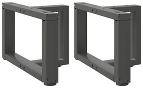 Pés para mesa de centro em forma de T, 2 peças, antracite, 50x25x(30-3