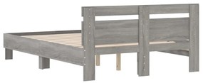 Estrutura de cama c/ cabeceira derivados madeira cinza sonoma
