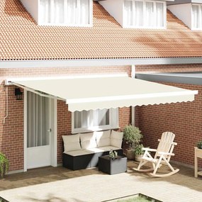 vidaXL Toldo Retrátil Creme 400 × 300 cm Tecido, Metal