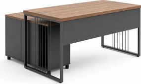 Secretária Ergolab Riva 160x80 Carvalho e Preto – Máxima Elegância
