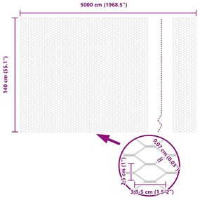 Cerca Hexagonal Cinza 1,4x50 m Aço