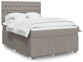 vidaXL Cama com molas/colchão 140x200 cm tecido castanho-acinzentado