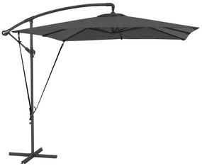 Outsunny Chapéu de Sol Excêntrico 247x247 cm com Base Cruzada Capa Ajustável Manivela Capa Protectora e Corda de Vento Cinza Escuro
