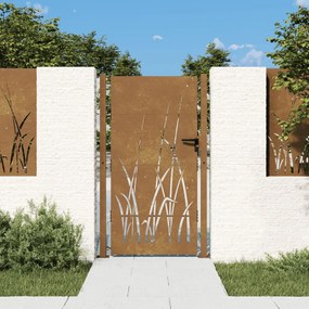 153230 vidaXL Portão de jardim 105x180 cm aço corten design erva