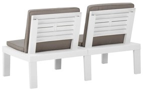 Bancos de jardim com almofadões 2 pcs plástico branco