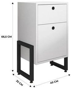 Mesinha de Cabeceira WOLLY – 40x32x66,5 cm – MDP Branco e Estrutura em