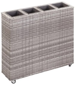 vidaXL Floreira com 4 vasos 80x22x79 cm vime PE cinzento