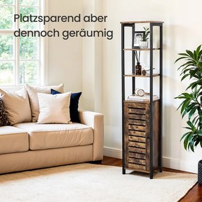 Estante arrumação 37 x 30 x 167 cm, sala, escritório castanho vintage-preto