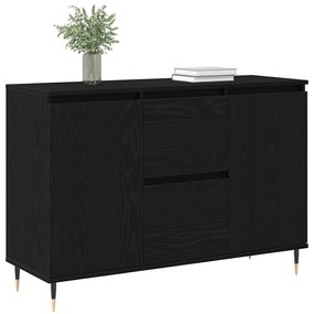 Sideboard vidaXL com portas e gavetas Preto Carvalho 101,5x35x70 cm