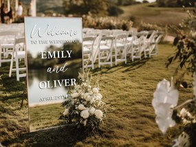 Autocolante personalizado para espelho S50 – Welcome to the wedding of...