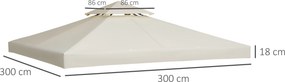 Toldo de Substituição 3x3m para Pérgolas (ESTRUTURA NÃO INCLUIDA) Toldo de Substituição de Pérgolas de Jardim Creme