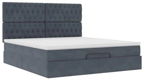 Estrutura cama otomana colchões 160x200 cm cinzento escuro