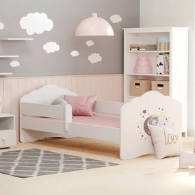 Cama infantil FALA princesa 160x80 com grade branca - colchão e estrado incluído