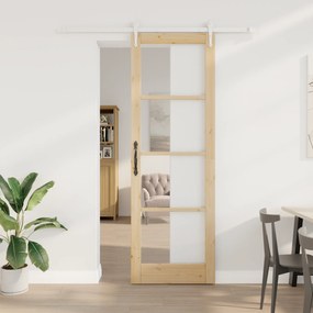 Conjunto de Porta Deslizante vidaXL com Kit de Hardware 78x232 cm Made