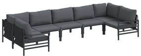 Conjunto de Sofá de Jardim 7 pcs Cinzento-escuro Aço