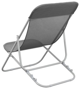 Cadeiras praia dobráveis 2pcs textilene/aço revestido pó cinza
