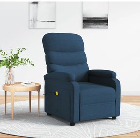 vidaXL Poltrona de massagens tecido azul