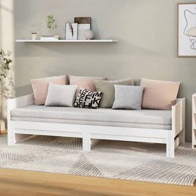 Estrutura sofá-cama de puxar 2x(80x200) cm pinho maciço branco