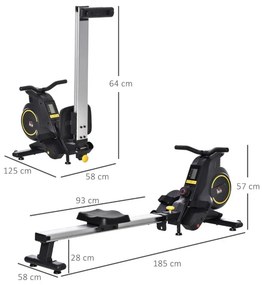 Máquina de Remos Dobrável com 8 Níveis de Resistência