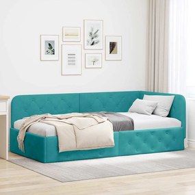vidaXL Estrutura de Cama de Canto Turquesa 100 x 200 cm Veludo