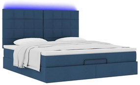Estrutura de cama otomana com colchão 160x200 cm tecido azul