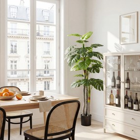 Árvore artificial, planta artificial Monstera, altura 1,5 m, tronco, ramos, líquen, folhas em forma de tartaruga, muito realista, vaso incluído