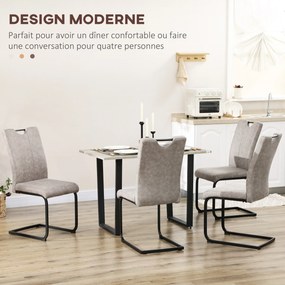 Conjunto de 4 Cadeiras de Sala de Jantar, 43 x 58,5 x 99,5 cm (MESA NÃO INCLUIDA), Revestimento em Microfibra, Castanho