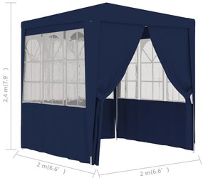 Tenda festas com paredes laterais 2x2 m 90 g/m² azul