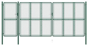 vidaXL Portão de jardim 175x495 cm aço verde