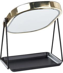 Espelho de maquilhagem dourado com LED 20 x 22 cm DORDOGNE Beliani