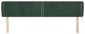 Cabeceira de cama c/ abas veludo 183x23x78/88cm verde-escuro