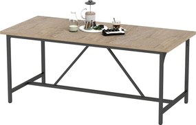 Mesa de jantar retangular para 6-8 pessoas (CADEIRAS NÃO INCLUIDAS), mesa de cozinha de estilo industrial, 180 x 80 x 75,5 cm, com efeito de madeira n