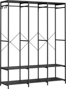 Guarda Roupa aberto com ganchos removíveis em preto