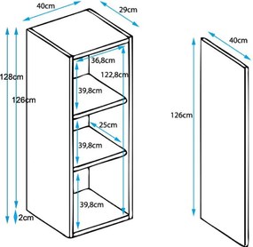 Armário Alto Coimbra – 40x128 cm – Sonoma e Branco com Pés