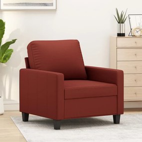 vidaXL Poltrona 60 cm couro artificial vermelho tinto