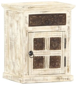 Mesa de cabeceira 40x30x50cm madeira de mangueira maciça branco